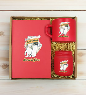 BK Gift Kişiye Özel İsimli DTF Best Friend Temalı Kırmızı Defter & Kahve Fincanı & Mum Hediye Seti-4, Arkadaşa Hediye, Doğum Günü Hediyesi