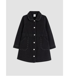 LCW baby Siyah Taşlı Kız Çocuk Jean Elbise