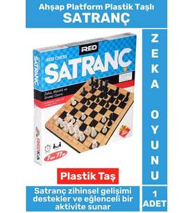 Zihinsel Gelişim Mantık Odaklanma Öngörü Problem Çözme Becerisi Ahşap Platform Plastik Taşlı SATRANÇ