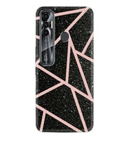 Tecno Spark 6 6 Go 8C 8 Pro 7 7 Spark 9 Pro Kılıf Desemli Silikon Pembe Şeritli Mermer 1312