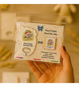 Abi Erkek Kardeş Temalı Çikolatalı Ayak İzi Açacak Magnet