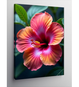 Kanvas Tablo Pembe Hibiskus Çiçeği