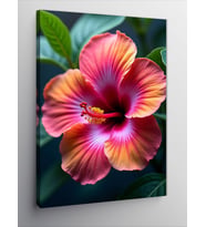 Kanvas Tablo Pembe Hibiskus Çiçeği