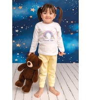 Pia Baby Premium %100 Pamuk İsme Özel Çocuk Pijama Takımı 1-8 Yaş 5075-14 (Sarı)