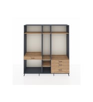 Hyperion Gardrop 7 Raflı 4 Çekmeceli 3 Askılı 220x44x243 Antrasit-Çam/Çam