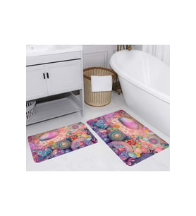 Rovigo Home Dijital Baskılı 2'li Banyo paspas Takımı RVG5272 (Pembe)
