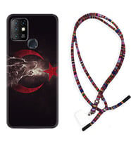 INFINIX Hot 8 9 10 11S Hot 10 Play 10T Kılıf Boyun Asklı Rasta Silikon Kurt ve Ay Yıldız 1403