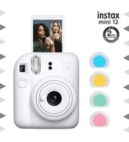 Instax mini 12 Beyaz Fotoğraf Makinesi ve 4'lü Renkli Lens Seti