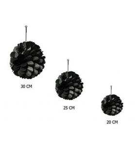 Süs ponpon petekli 3lü set siyah pk:3-
