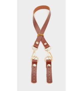 Angel Çanta Aksesuar Kızıl Kahve Renk 60x1.5 cm Gerçek Deri Çanta Sapı Light Gold Metalli