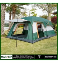 2 Odalı Büyük Çift Katman 3*3*2,1 Dayanıklı Kamp Çadırı