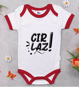 BK Kids Cırlaz Tasarımlı Kırmızı Bebek Body Zıbın-1