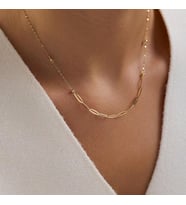 14 Ayar Altın Oval Detaylı Zincir Kolye 45+3 cm 1,10 Gram