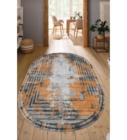 Dijital Baskılı Kaymaz Taban Yıkanabilir Oval Salon Halısı Mutfak Halısı Yolluk NDO-SD-293 (Turuncu)