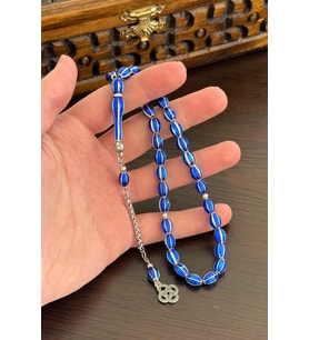Mavi Mine Taşlı Metal Tesbih