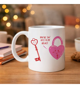 Model 27 – You’re The Key To My Heart Tasarımlı Porselen Kupa - Sevgiliye Arkadaşa Özel Anlamlı Hediye