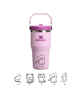 Kişiye Özel Stanley The Iceflow Flip Straw 2.0 Tumbler 060 L 30OZ Termos Özel İsimli & Fotoğraflı (Pembe)
