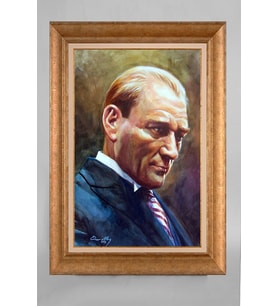 Çerçeveli Paspartulu Atatürk Tablo a685 (Gold)