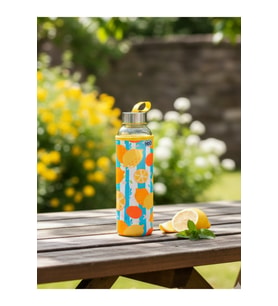 H2O Limon Desenli Kılıflı Cam Matara 500 ML
