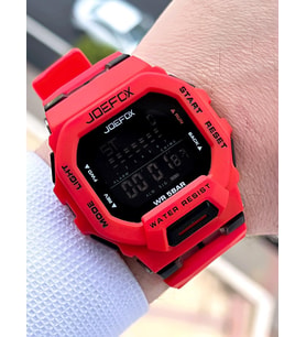 Joefox G-SHOCK Kasa Kırmızı/Siyah Digital 5 Atm Suya Dayanıklı 2 Yıl Garantili Spor Kol Saati J-GS01