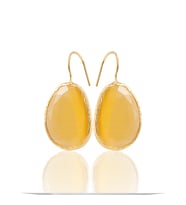 Kadir Jewellery 22 Ayar Altın Kaplama Fosil Taşlı Küpe -El İşçiliği Ve Hipoalerjenik Küpe