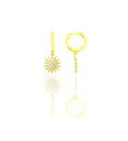 Söğütlü Silver Gümüş altın yaldızlı zirkon taşlı güneş küpe