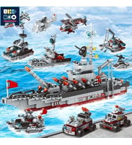 Savaş Gemisi Yapı Blokları Seti 575 Parça 6-12 Yaş Askeri Savaş Gemisi Eğitici Bulmaca oyuncak Model