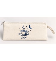 Kişiye Özel Gece Kahvesi Baskılı Fermuarlı Clutch El Çantası Makyaj Çantası