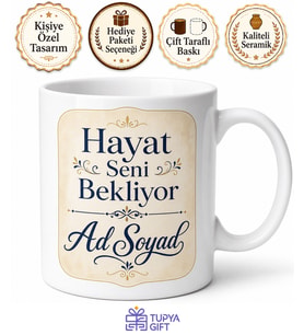 İsme Özel Yazılı Kupa Bardak Kişiye Özel Baskılı Hediye Porselen Mug