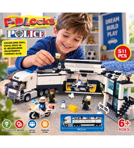Oyuncak 511 Parça City Blok Polis Karakolu Tır Figürlü ve Motorlu Yapı Modeli Lego Set