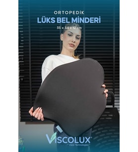 Bel Destek Yastığı - Premium Visco Bel Destek Minderi Siyah 54x42x9