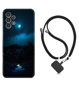 Samsung Galaxy M14 Kılıf Silikon Boyun Askılı İpli Desenli Silikon Gece 1633