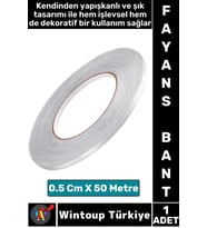 Uzun Ömürlü Kendinden Yapışkanlı Karo Zemin Fayans Derz 0.5 Cm X 50 Metre Gri Şerit Bant