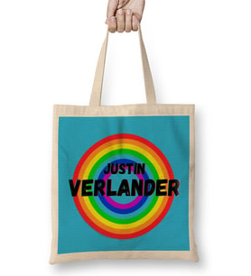 Justin Verlander CARTON ART - Baseball Lovers Gifts Vintage Retro Rainbow Bez Çanta Uzun Saplı