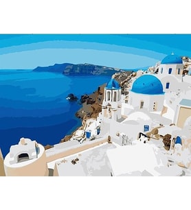 Yunan Adaları 2 Sayılarla Boyama Seti 40x50 cm (Tuvale Gerili)
