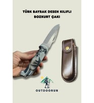 Türk Bayrak Desen Kılıflı Bozkurt Çakı – 20 cm (Beyaz)