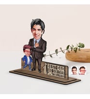 BK Gift Kişiye Özel 3D Kabartma İsimli Baba-Oğul Karikatürlü Ahşap Biblo-5, Babaya Hediye, Babalar Günü Hediyeleri