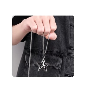 Yıldız Star Pentegram Paslanmaz Çelik 316L Kolye (Gümüş)