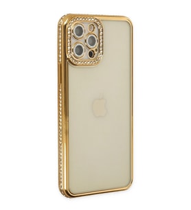 Pilelistore   iPhone 12 Pro Kılıf Joke Taşlı Silikon - Gold