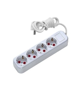 Asel 4 lü 3 metre Topraklı Anahtarlı Priz Ast A403