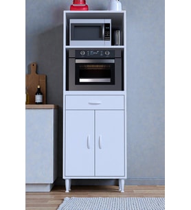 Eliusta Serale 56 cm Derinlikte 2 Kapaklı Dolap  Mutfak Fırın Dolabı 60x162,4x56 cm Modüler Beyaz Dolap