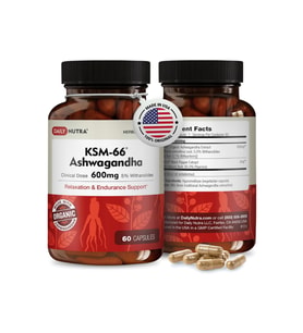 DailyNutra KSM-66 + Black Pepper Bioperine 600mg Organic Root Extract 60 capsul.Made ın Usa.