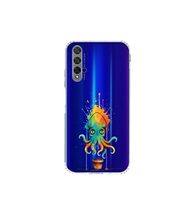 Honor 20 ile uyumlu Splash ahtapot tasarımlı şeffaf silikon kılıf