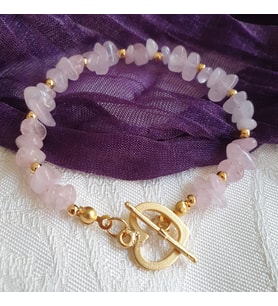 Elsin Desing Kalp Kapama Pembe Kuvars Aşk Bileklik