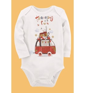 Organik Baskılı Pamuklu Unisex Bebek Body UZUNKOLE43