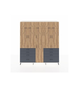 Hyperion Dolap 8 Raflı 8 Çekmeceli 3 Askılı 220x44x243 Aytaşı-Çam/Antrasit