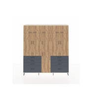 Hyperion Dolap 8 Raflı 8 Çekmeceli 3 Askılı 220x44x243 Aytaşı-Çam/Antrasit