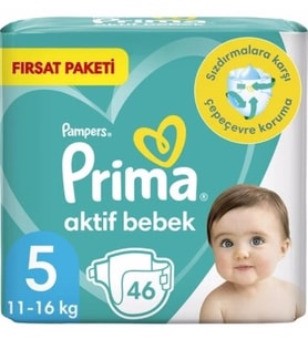 Prima Bebek Bezi Aktif Bebek 5 Beden 46 Adet Junior Fırsat Paketi