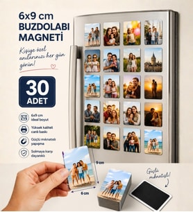 Kişiye Özel 30 Adet Farklı Fotoğraf Baskılı Buzdolabı Magneti