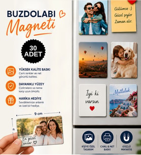 Kişiye Özel 30 Adet Farklı Fotoğraf Baskılı Buzdolabı Magneti